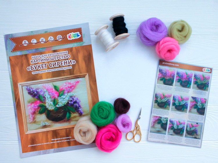 Картина шерстью «Букет сирени» — картинка 3
