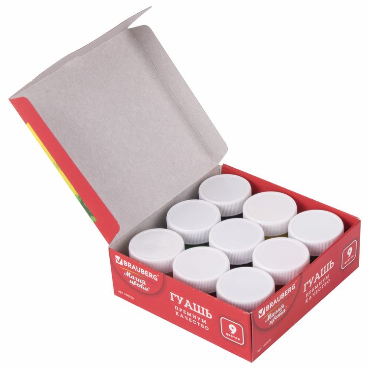 Гуашь Brauberg «Магия цвета», 9 цв. по 20 мл — картинка 2