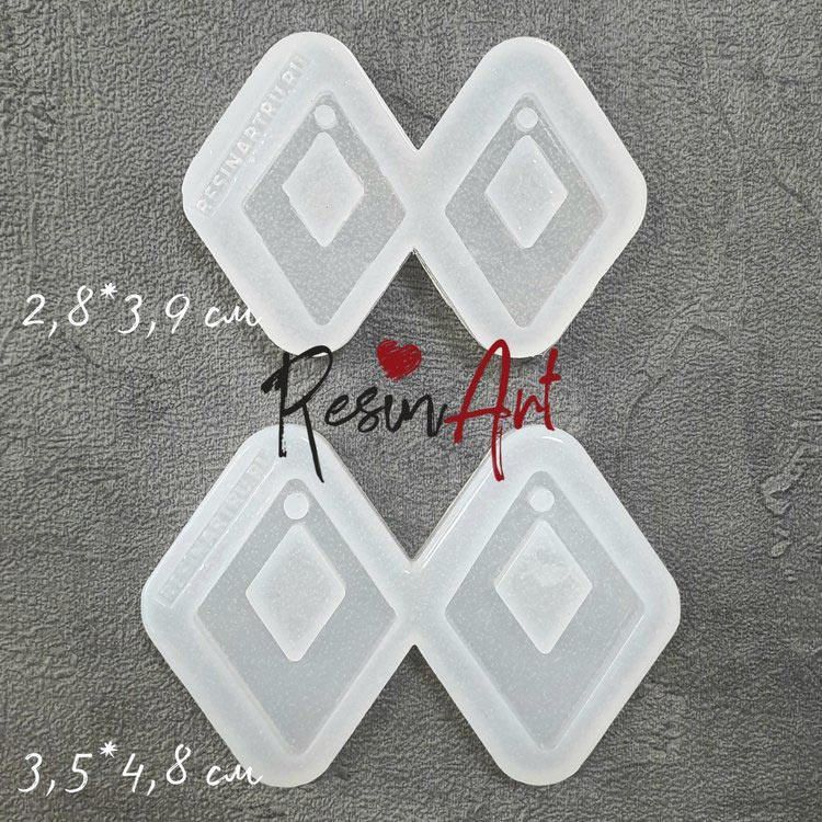 Серьги ромбики 3,5x4,8 см - Силиконовый молд, ResinArt — картинка 2