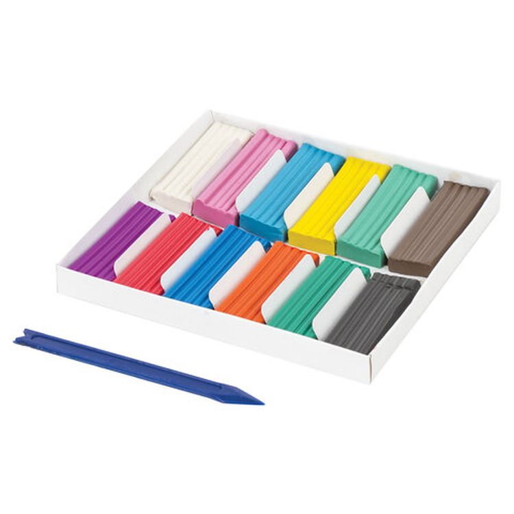 Пластилин классический ОФИСМАГ, 12 цветов, 240 г, со стеком — картинка 2