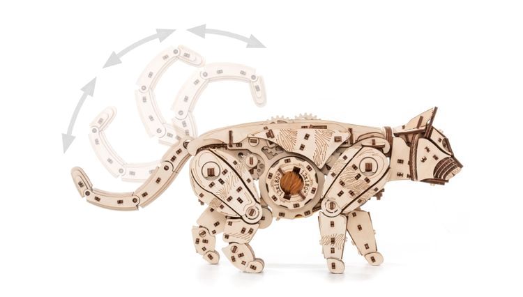 Сборная модель деревянная, конструктор 3D EWA «Механический Кот (Кошка)» — картинка 3