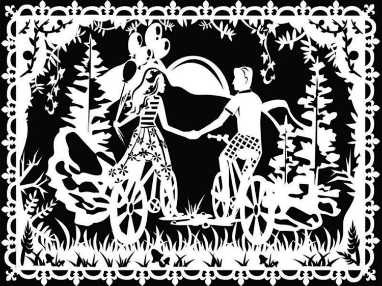 Вытынанка «Прогулка на велосипедах» — картинка 2