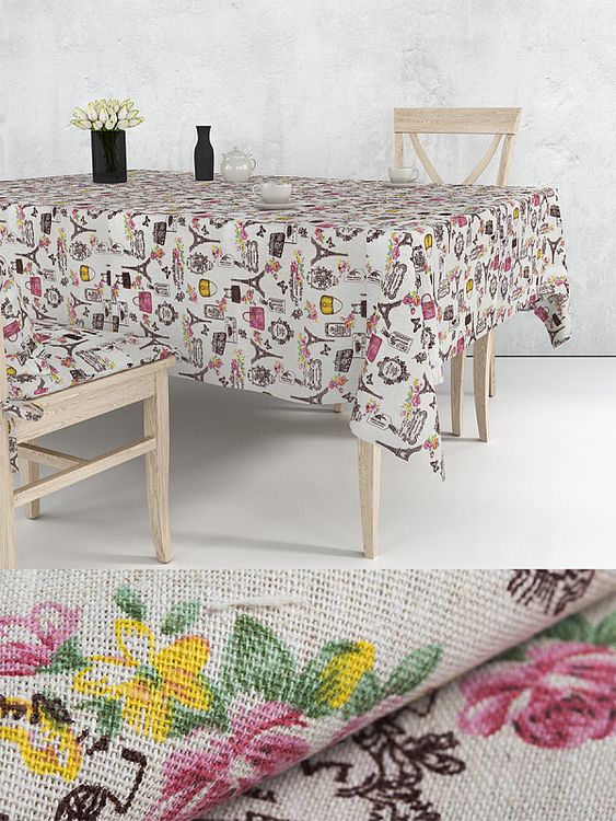 Ткань Лен, 140 г/м², 5 м x 150 см, цвет: белый, принт, TBY — картинка 6