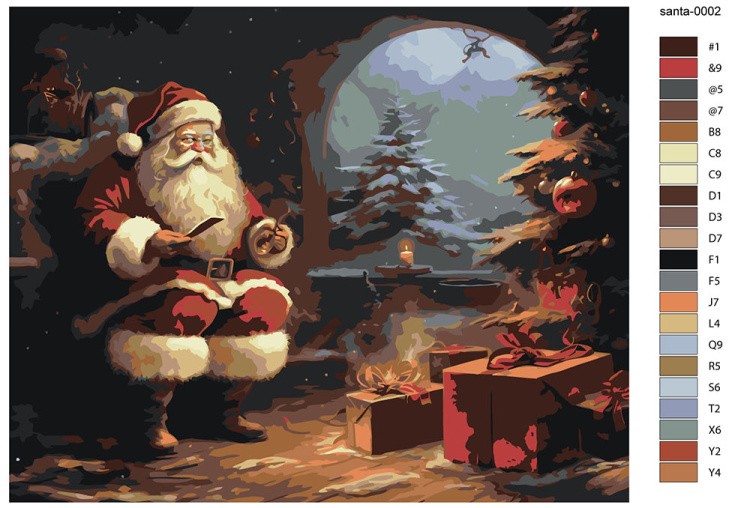 Картина по номерам «Новогодняя: Дед Мороз с подарками» — картинка 2