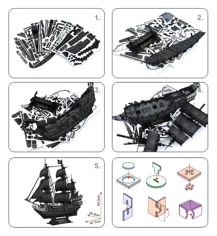 3D пазл CubicFun «Корабль Месть королевы Анны» (большой) — картинка 3