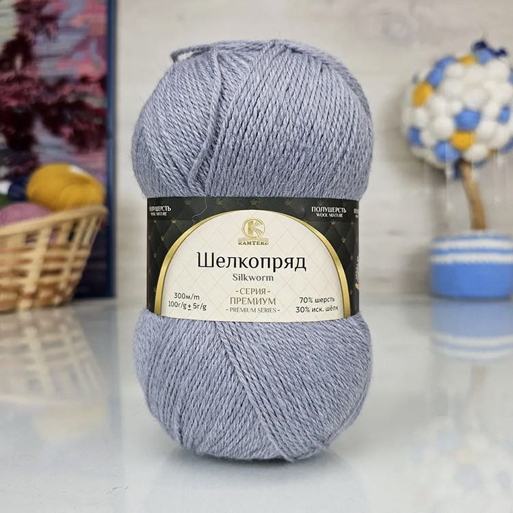 Пряжа Камтекс Шелкопряд (169), серый, 5 шт. по 100 г — картинка 2