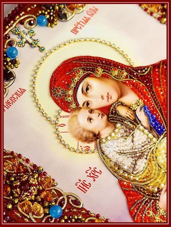 Вышивка Образа в каменьях «Образ пресвятой Богородицы Почаевская Божия Матерь» — картинка 2