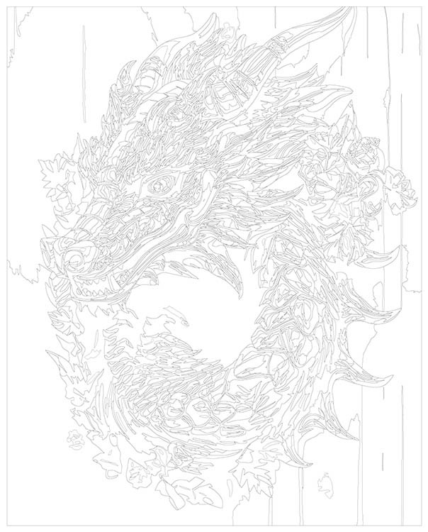 Картина по номерам «Зеленый деревянный дракон 2» — картинка 3