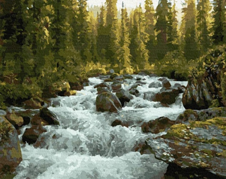 Картина по номерам «Лесной водопад»