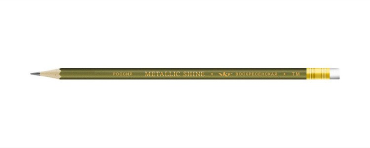 Карандаш графитный ВКФ «Metallic shine» с ластиком ТМ (HB), оливковый