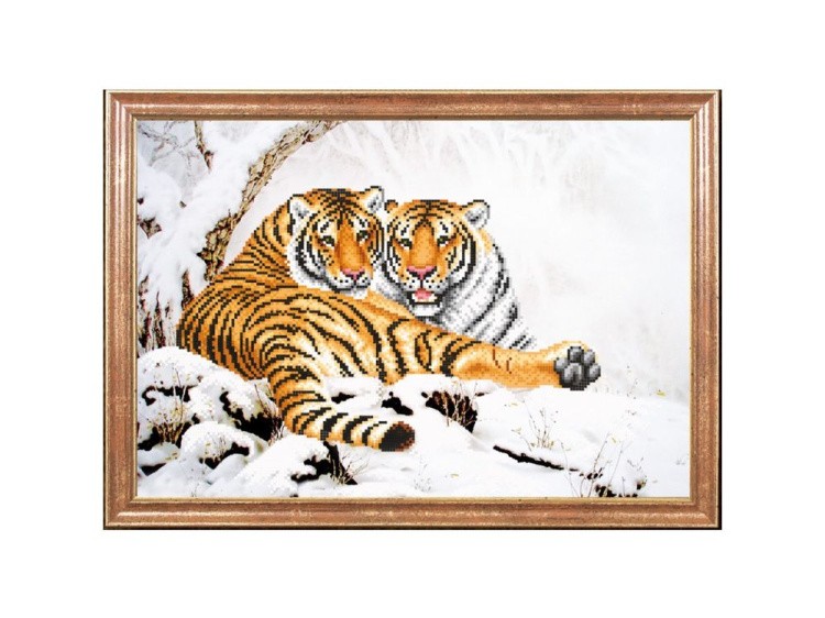Рисунок на ткани «Тигры зимой»