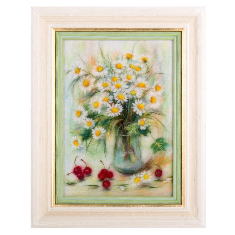 Картина шерстью «Ромашковый букет» — картинка 2