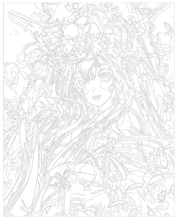 Картина по номерам «Аниме: Девушка-ведьма с черепами и цветами в волосах» — картинка 3