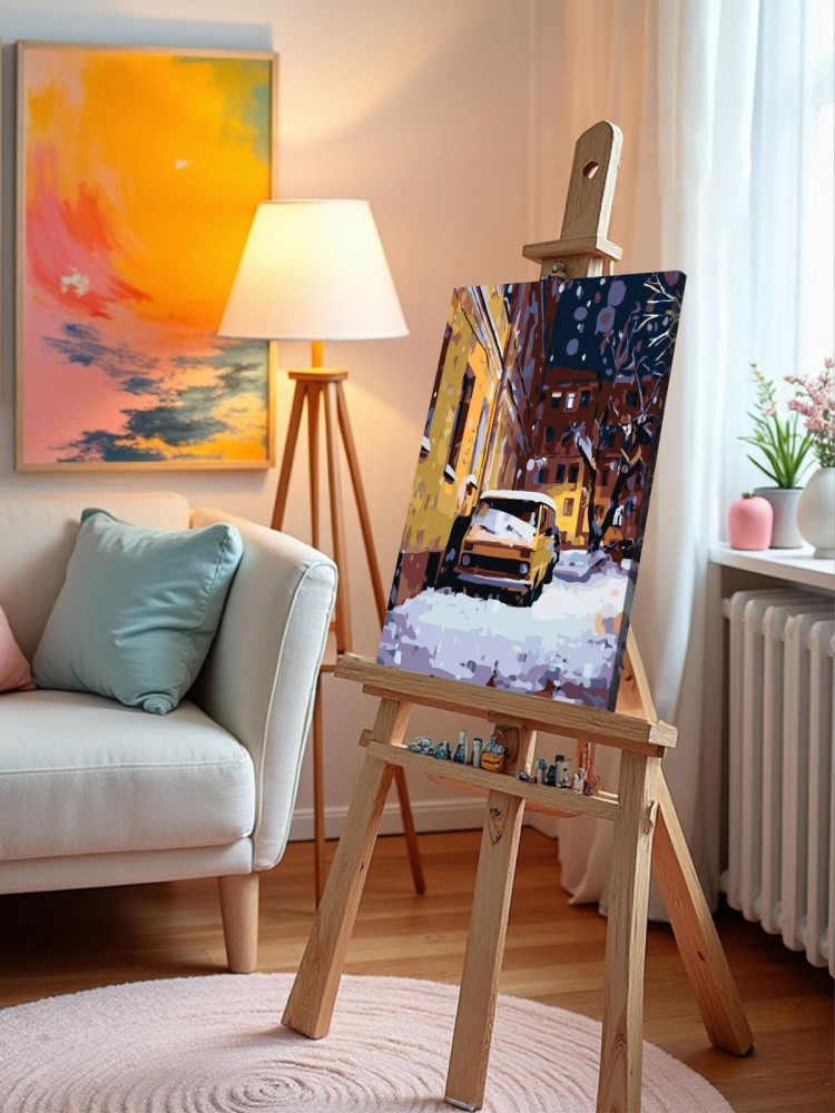 Картина по номерам Дома панельки родные зима в городе — картинка 10