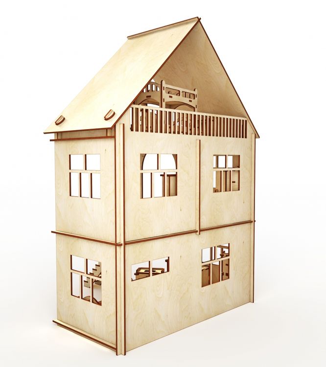 Конструктор-кукольный домик ХэппиДом «Коттедж с мебелью» из дерева
 — картинка 3