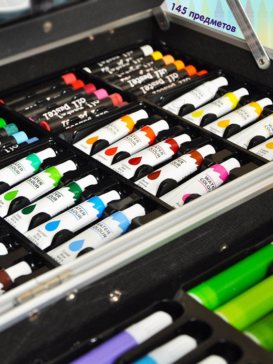 Чемодан творчества голубой 145 предметов — картинка 5