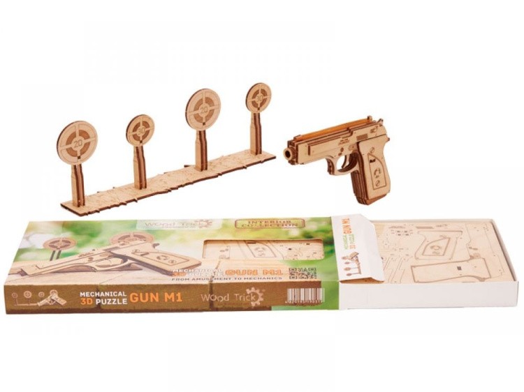 Конструктор из дерева «Пистолет-резинкострел с мишенями», Wood Trick — картинка 7