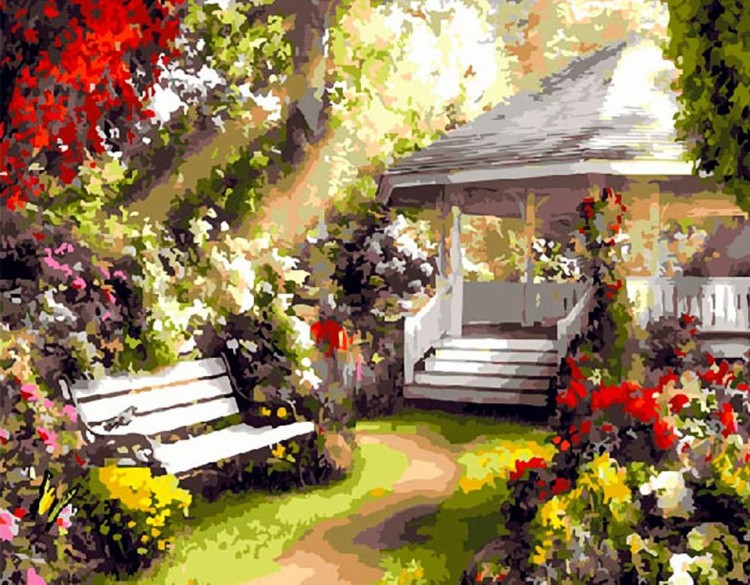 Картина по номерам «Беседка в саду»