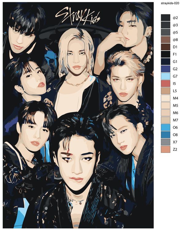 Картина по номерам «Stray Kids Стрей Кидс: Группа 6» — картинка 3