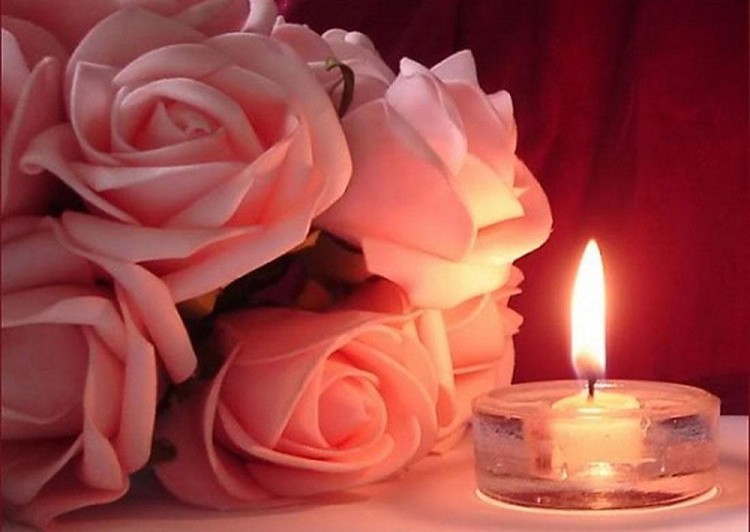 Алмазная вышивка «Розы и свечка»