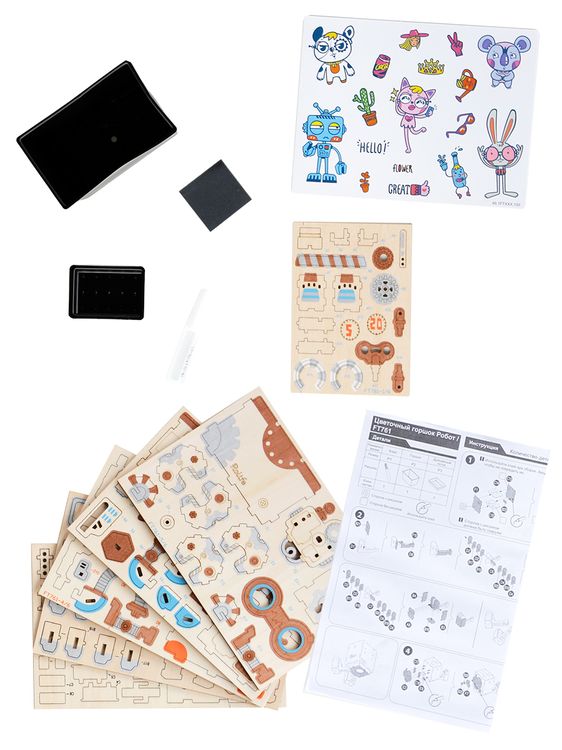 3D-пазл Цветочный горшок «Робот», 112 элементов — картинка 2