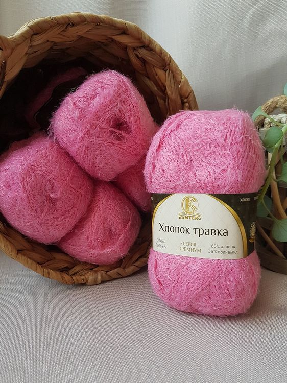 Пряжа Камтекс Хлопок травка (057), астра, 5 шт. по 100 г — картинка 2