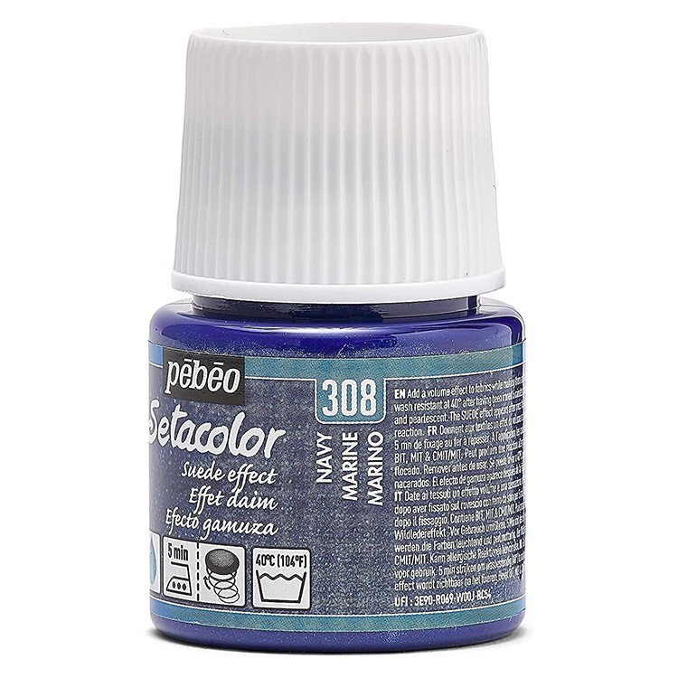 Краска для темных и светлых тканей с эффектом замши Pebeo Setacolor (синяя), 45 мл — картинка 3