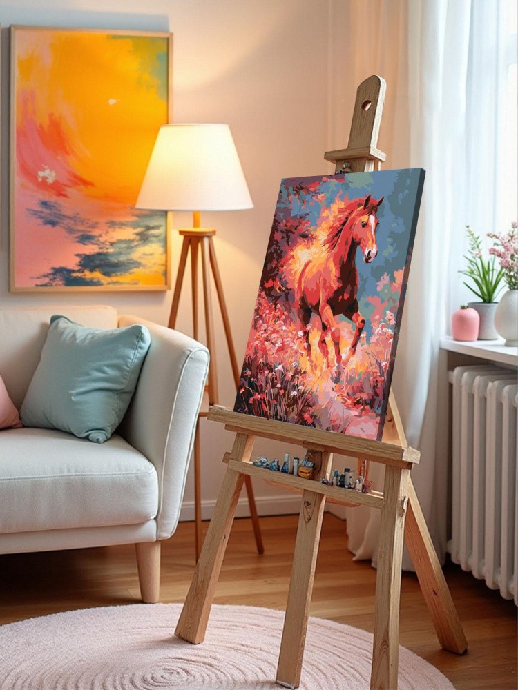 Картина по номерам Красная огненная лошадь Символ года — картинка 10