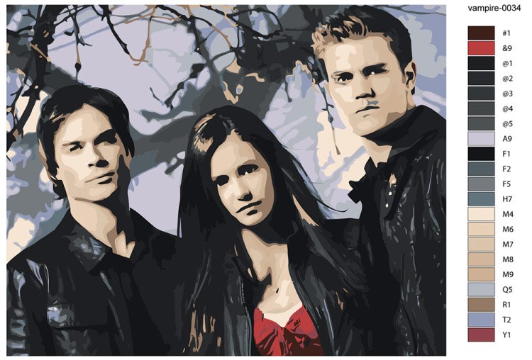 Картина по номерам «Дневники вампира: Деймон, Елена и Стефан» — картинка 2
