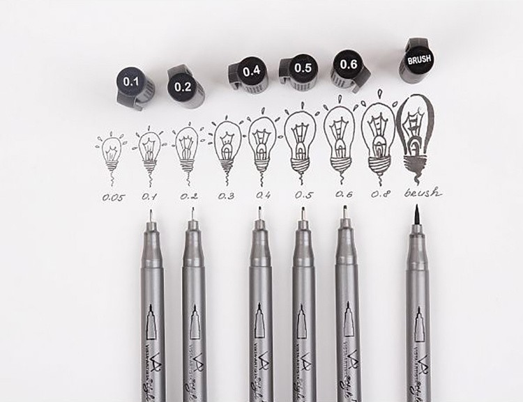 Набор линеров на водной основе, цвет: черный, 6 шт., Vista-Artista — картинка 3