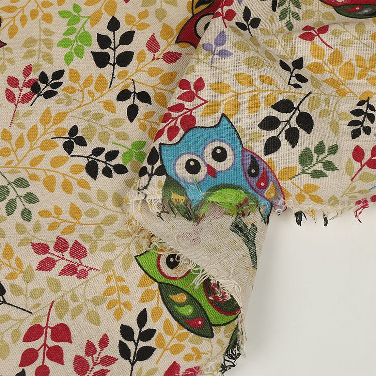 Ткань льняная, 3 м x 150 см, 140 г/м², цвет: бежевый, принт, TBY — картинка 6