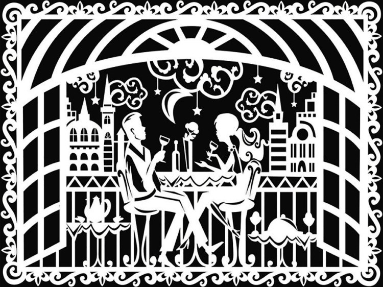 Вытынанка «Встреча в кафе» — картинка 2