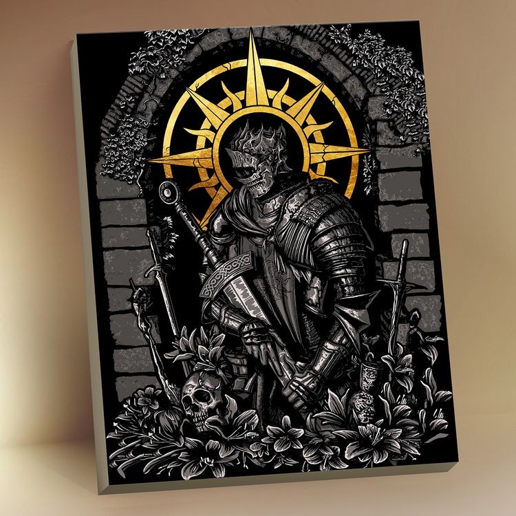 Картина по номерам с поталью «Рыцарь Dark Souls»