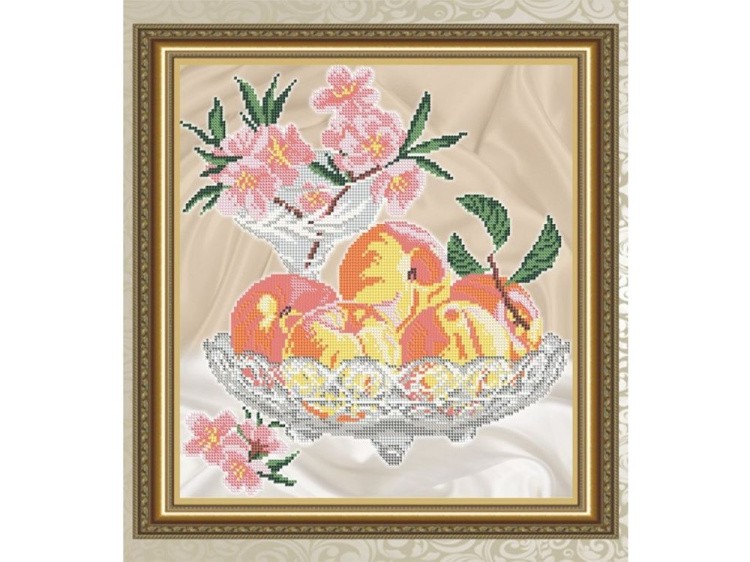 Рисунок на ткани «Персики в хрустале»