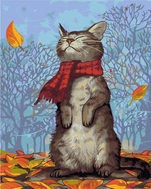Картина по номерам «Кот в шарфе»