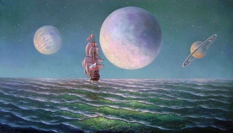 Алмазная вышивка «Корабль и планеты» — картинка 2