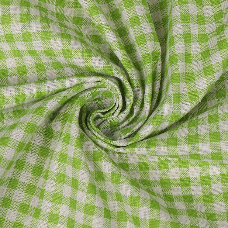 Ткань льняная, 3 м x 150 см, 140 г/м², цвет: зеленый, клетка, TBY