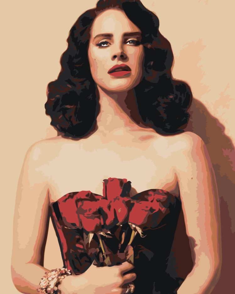 Картина по номерам «Lana Del Rey Лана Дель Рей: С розами»