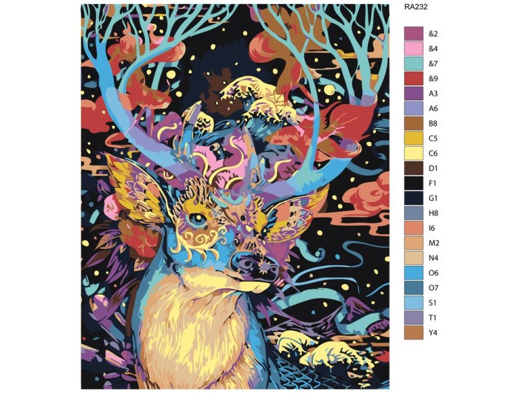 Картина по номерам «Цветной олень» — картинка 2