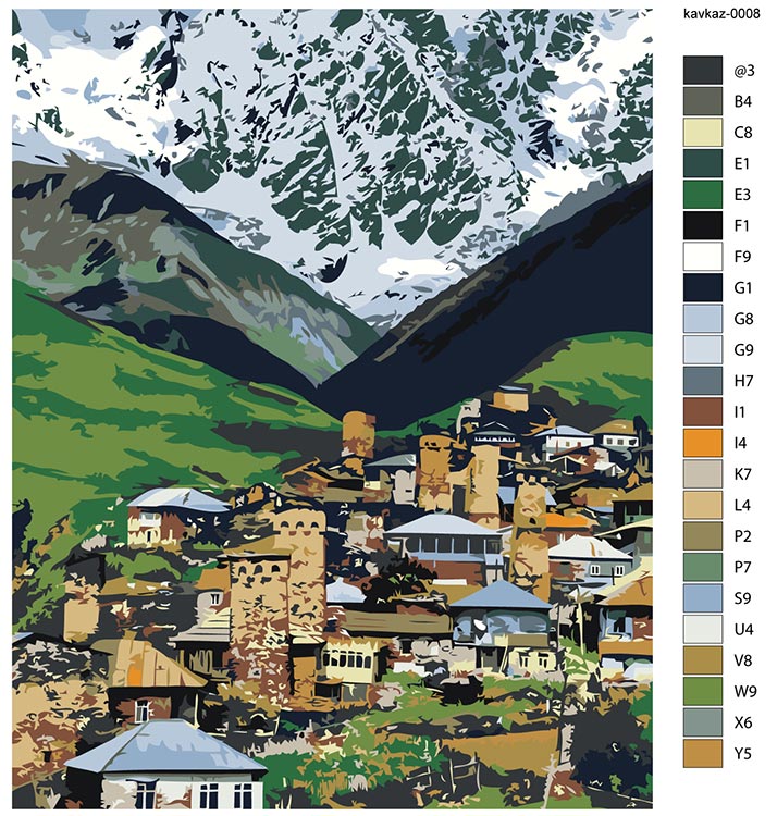 Картина по номерам «Кавказ, Грузия: село Ушгули, гора Шхара» — картинка 2