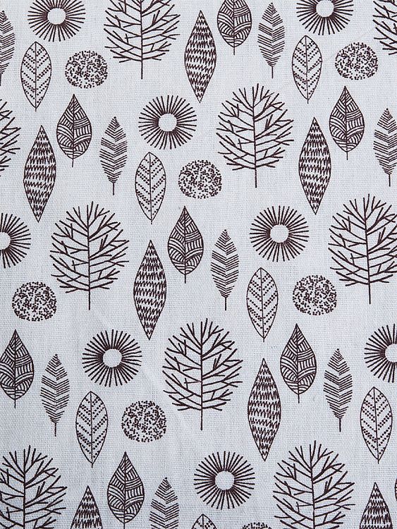 Ткань льняная, 1 м x 150 см, 140 г/м², цвет: белый, растительный принт, TBY — картинка 3