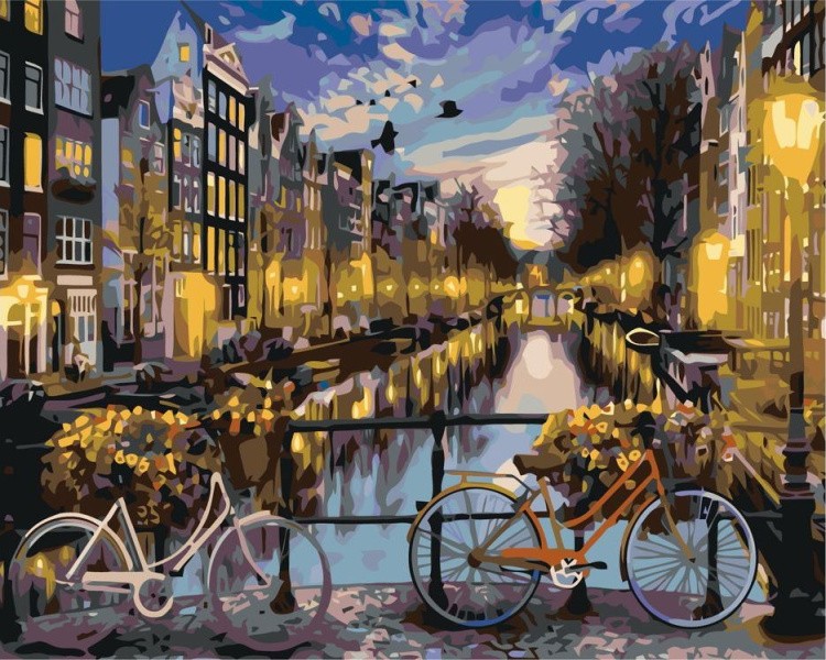 Картина по номерам «Велосипеды на мосту»