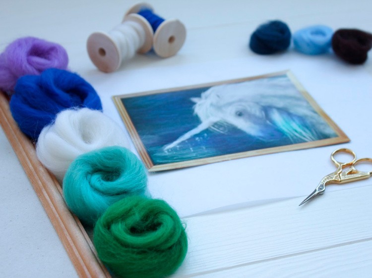 Картина шерстью «Единорог» — картинка 2