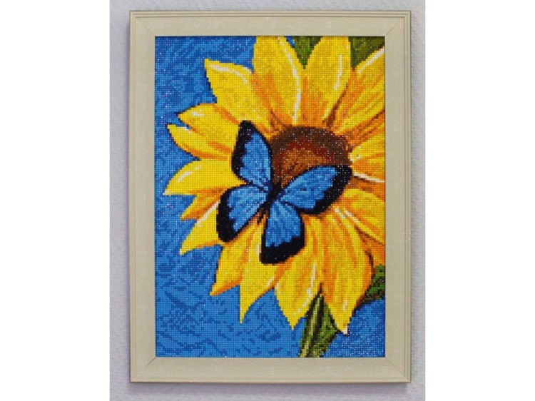 Алмазная вышивка «Бабочка и подсолнух» — картинка 2