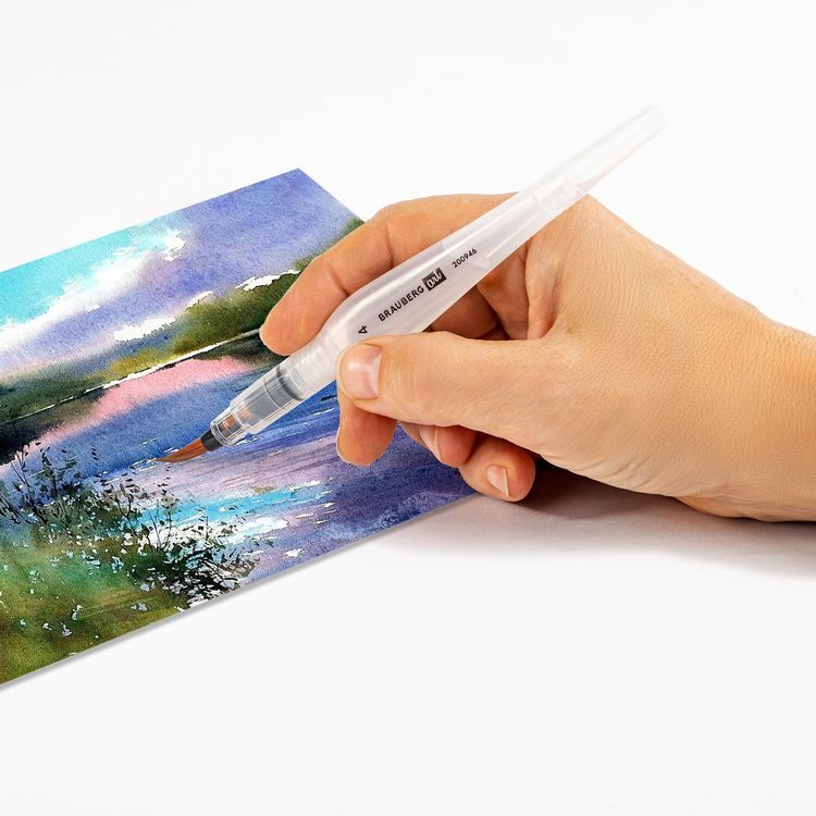 Кисть художественная Art Debut, с резервуаром для воды, синтетика, № 4, короткая, — картинка 5