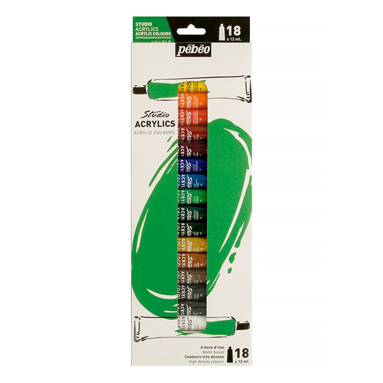Набор акриловых красок Pebeo Studio Acrylics 18 цветов, 12 мл — картинка 2