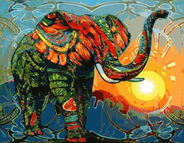 Картина по номерам «Красочный слон»