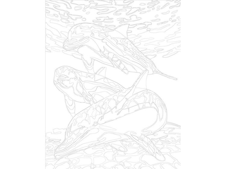 Картина по номерам «Дельфины в воде» — картинка 3