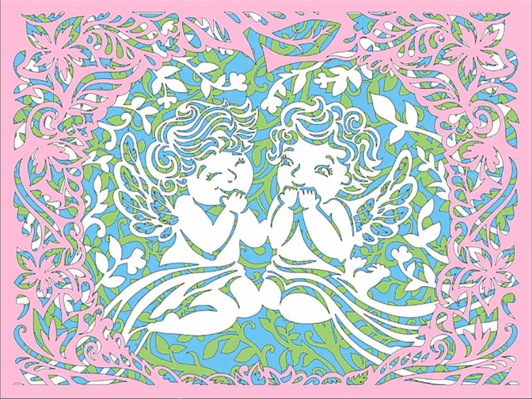 Вытынанка «Ангелы в яблоке» (многослойная) — картинка 3