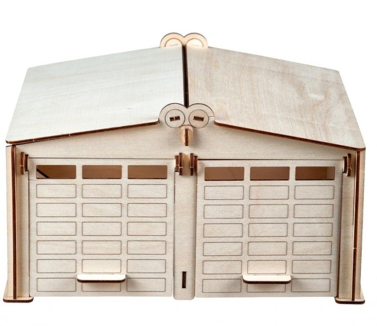 Конструктор из дерева «Гараж на две машины с дверями», ХэппиДом — картинка 2